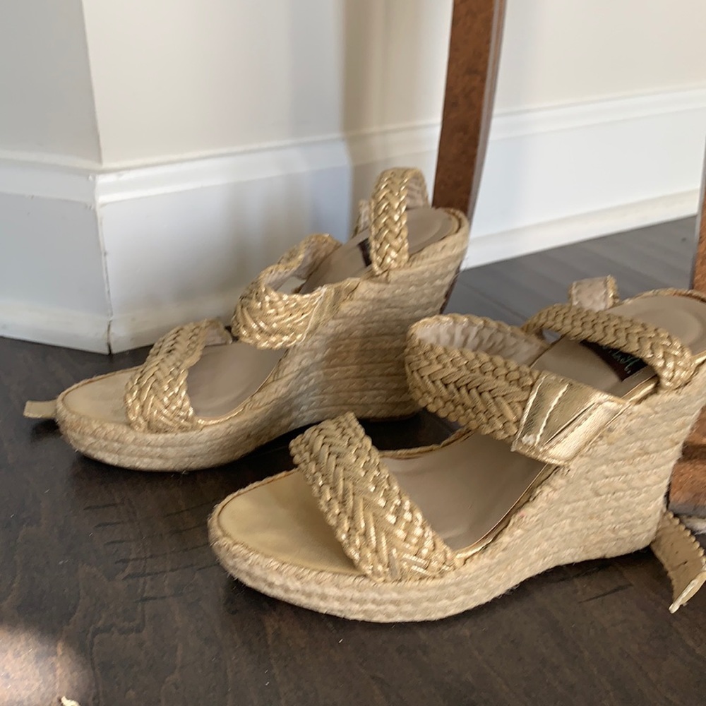 Gold Espadrille Wedges